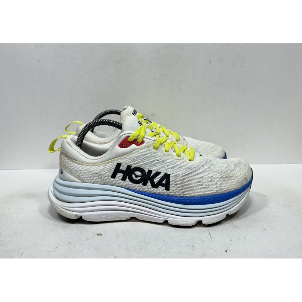Hoka One One Gaviota 5 Running Shoes Mens Size 8 Wide 2E White Sneakers Cushion